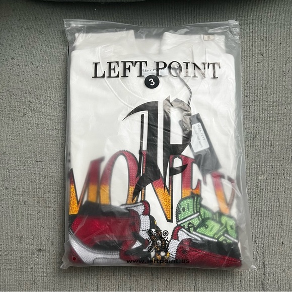 Left Point Sweatshirt Money Sneakers Graffiti Rhinestones Y2K 90s Streetwear 3XL - Picture 15 of 16